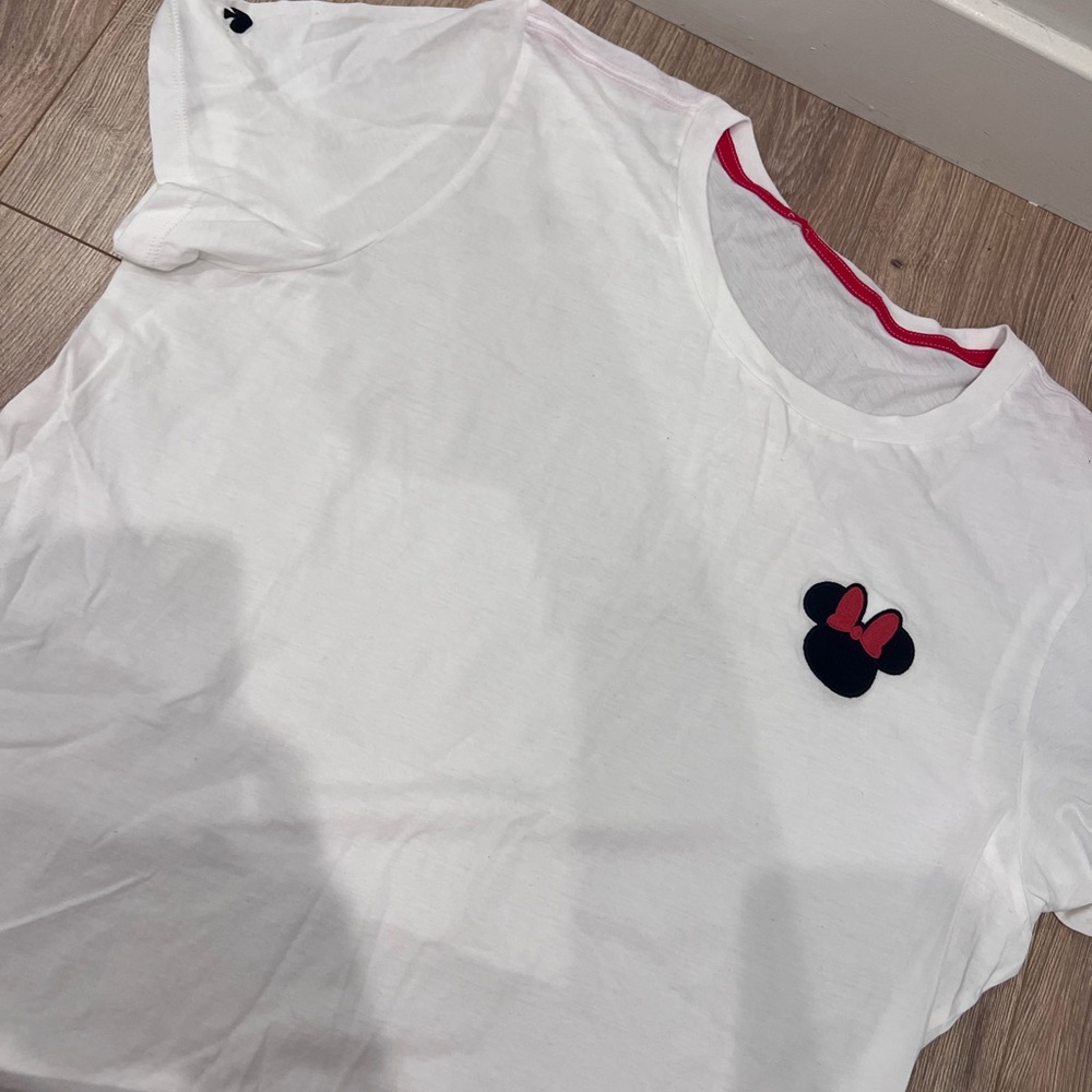 kate spade White Tee with Navy Minnie Patch and Pink Bow